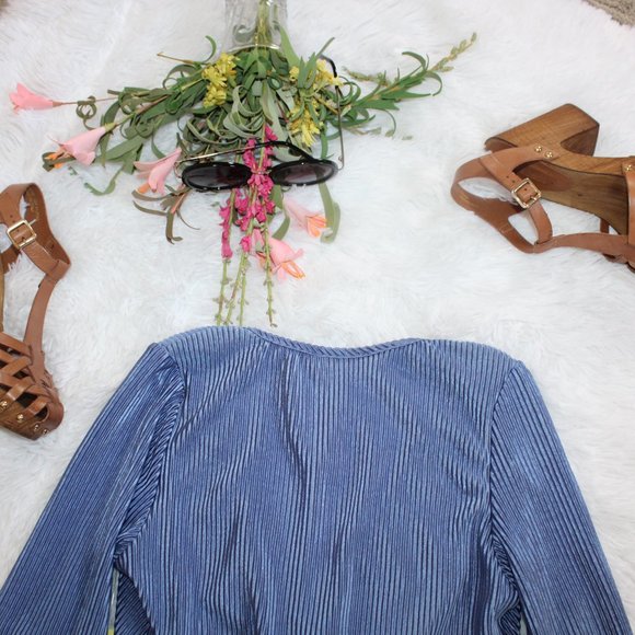 Mistyrose Bishop Sleeve Faux Wrap Blouse - Picture 9 of 14